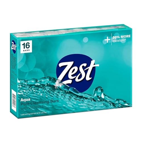 Zest Bar Soap  Enriched with Vitamin E  Moisturizing Body Soap  Gentle Soap  ParabenFree Soap Bar  Suitable for All Skin Types  Aqua  16 Pc